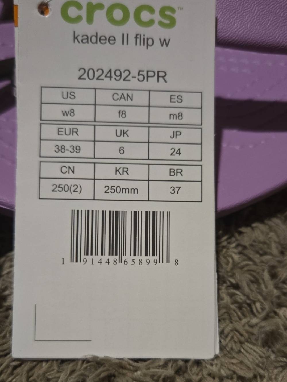 CROCS Lavender Purple Women's Flip Sandals - Picture 2 of 7